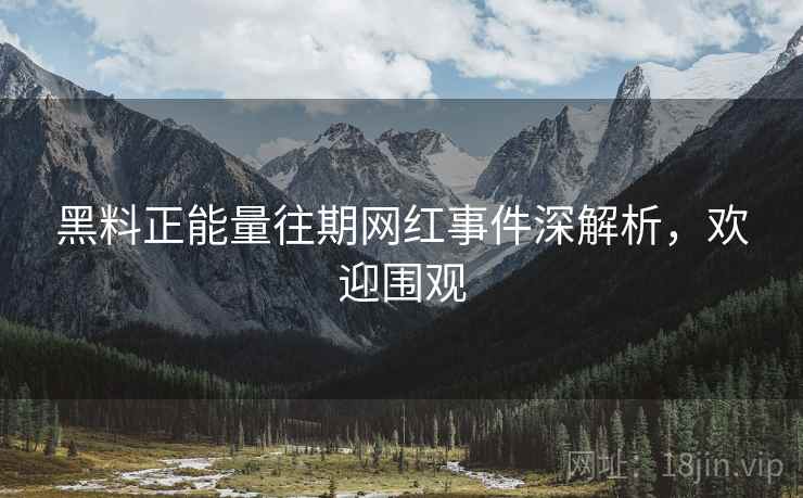 黑料正能量往期网红事件深解析，欢迎围观