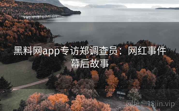 黑料网app专访郑调查员：网红事件幕后故事