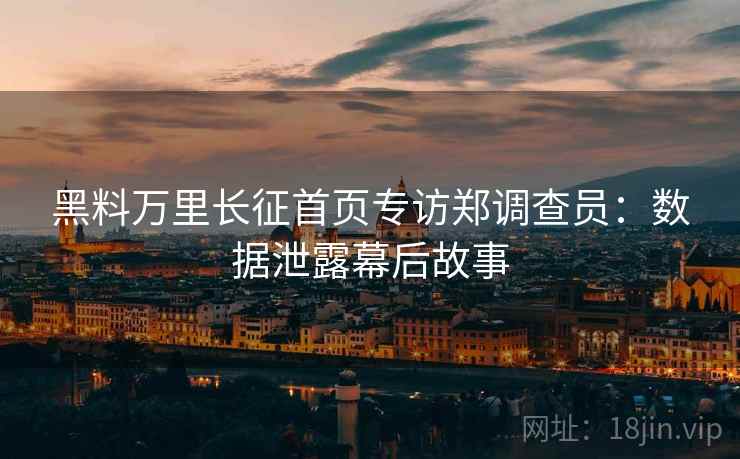 黑料万里长征首页专访郑调查员：数据泄露幕后故事