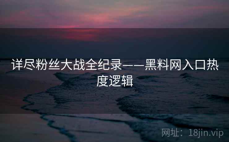 详尽粉丝大战全纪录——黑料网入口热度逻辑