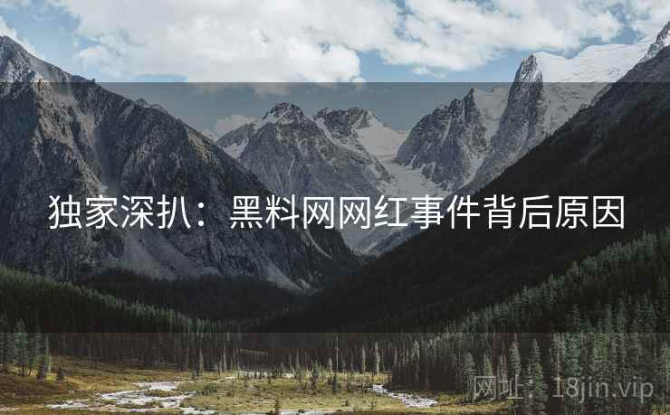 独家深扒：黑料网网红事件背后原因
